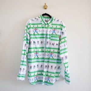 Skier button down shirt 90’s video game ski free